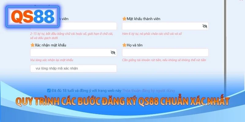 Quy trình các bước đăng ký QS88 chuẩn xác nhất